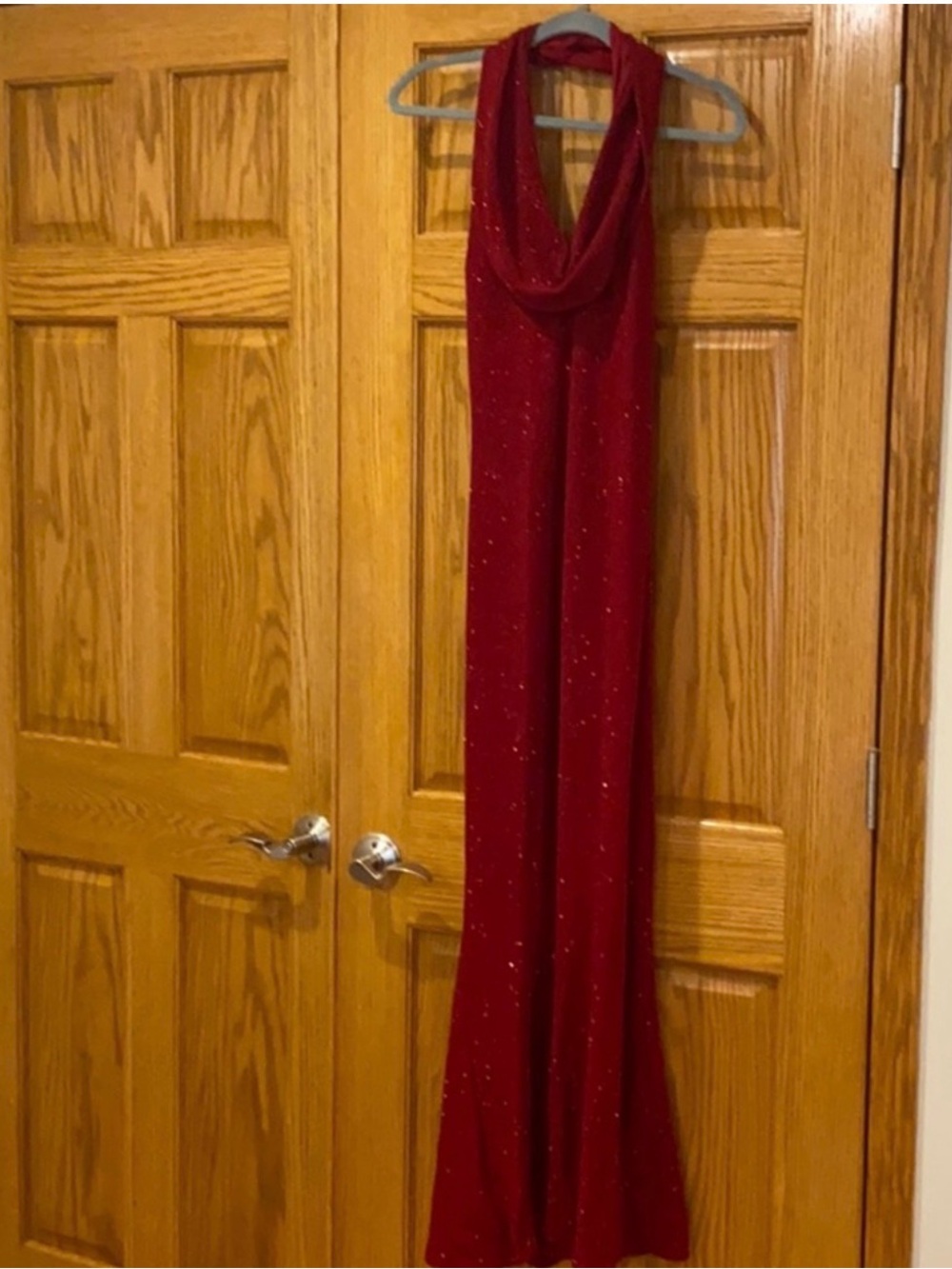 Cache Red Sparkle Draped Scarf Panel